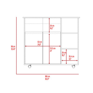 English Elm Paprika Mobile Kitchen Cart with Locking Casters, Countertop, Double-Door Cabinet & 4 Shelves B20092047