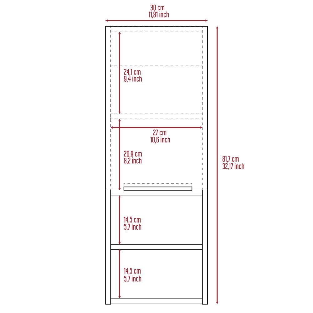 English Elm Mila 32" Bathroom Medicine Cabinet in Light Gray with Two Interior Shelves & Two Open Lower Shelves, Easy Assemble B20092098