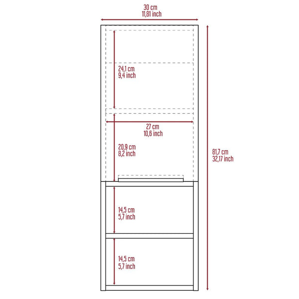 English Elm Mila 32" Bathroom Medicine Cabinet in Light Gray with Two Interior Shelves & Two Open Lower Shelves, Easy Assemble B20092098