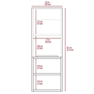 English Elm Mila Smokey Oak Bathroom Wall Cabinet with Two Interior Shelves and Two Open Lower Shelves – Sleek Storage Solution Gray 36.6 L x 16.5 W x 5.1 H B20091952