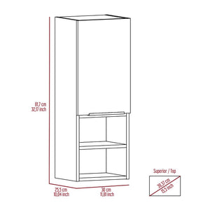English Elm Mila Smokey Oak Bathroom Wall Cabinet with Two Interior Shelves and Two Open Lower Shelves – Sleek Storage Solution Gray 36.6 L x 16.5 W x 5.1 H B20091952