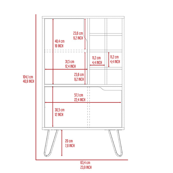 English Elm Manhattan Light Gray L Bar Cabinet with 8 Wine Cubbies, 4 Shelves & Spacious Top for Narrow Spaces B07092092