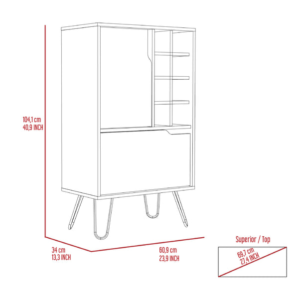 English Elm Manhattan Light Gray L Bar Cabinet with 8 Wine Cubbies, 4 Shelves & Dual Doors for Narrow Spaces B20092092