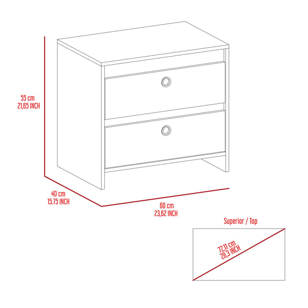 English Elm Otom Slim Two-tone Nightstand with Open Shelf and Push Drawer for Modern Bedrooms B07092045