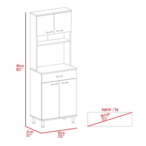 English Elm Della 60-Inch Kitchen Pantry With Countertop – Stylish Smokey Oak Storage & Spice Rack Solution B07091843