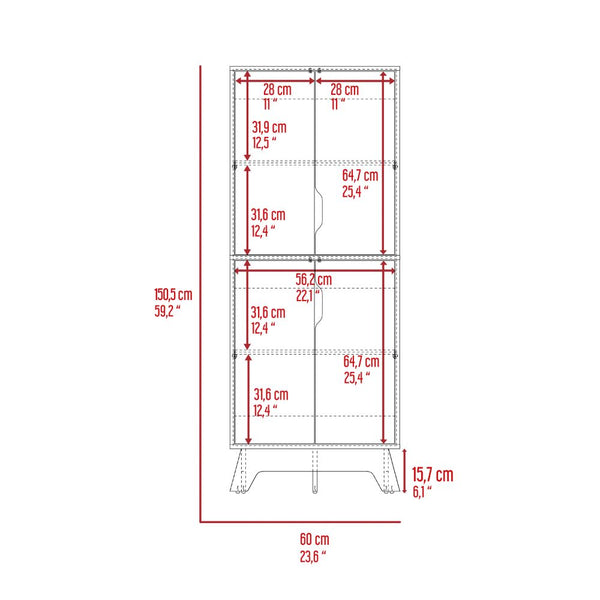 English Elm Pamplona Light Oak/White Double Kitchen Pantry Cabinet, Handle-Free Doors, 4 Adjustable Shelves, Stylish Storage B20092109