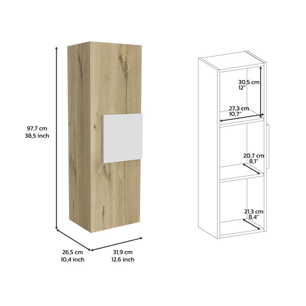 English Elm Vanguard 3-Shelf Medicine Cabinet in White/Light Oak — Versatile Wall Storage, Easy Assembly, Multicolor Finish B20092115