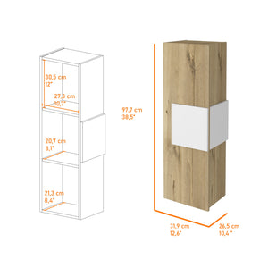 English Elm Vanguard Three-Shelf Medicine Cabinet with Single Door, White & Light Oak Accent, Sleek Storage Solution B07092115