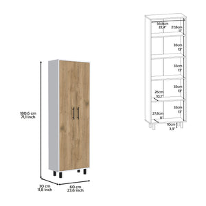 English Elm Multistorage lockable cabinet 35" H with two doors, two shelves, metal hardware, wheels for mobility Multicolor 78.74 L x 17.32 W x 5.12 H B097133047