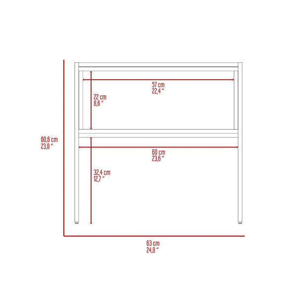 English Elm Nightstand For Small Spaces - Modern Light Oak & White Design With Open Shelf For Stylish Storage B097133058