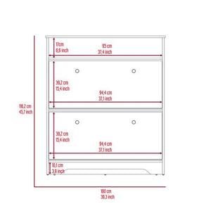 English Elm Shoe 46" H Brown Storage Cabinet with Two Drawers, Two Doors, Adjustable Shelves & Durable Top B097133214