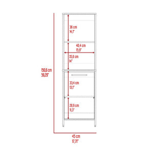 English Elm Kitchen Pantry Tall Storage Cabinet with Two Open Shelves, Soft-Close Door and Adjustable Interior Shelves White 33.46 L x 20.86 W x 7.87 H B097133148