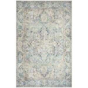 Trans Ocean Liora Manne Inspirations Heriz Indoor Area Rug - Distressed Medallion Design For Elegant Spaces Blue Polyester Isp45111203