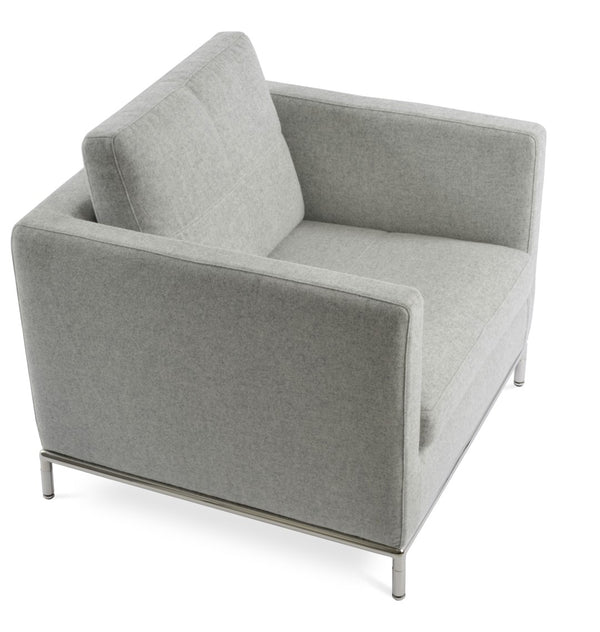 Soho Concept Zara Small Istanbul Armchair - Stylish, Durable, Compact Design With Plush Comfort & Steel Base Finish Silver  Soho-concept-dining-chair-13509
