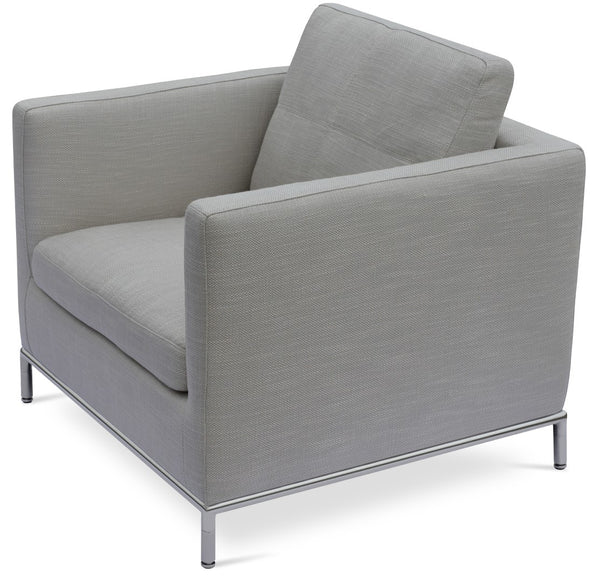 Soho Concept Zara Small Istanbul Armchair - Stylish, Durable, Compact Design With Plush Comfort & Steel Base Finish Silver,Grey  Soho-concept-dining-chair-13507