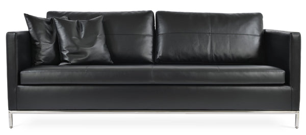 Soho Concept Zara Small Armchair - Modern Design With Brushed Stainless Steel Base, 350 Lbs Capacity, Comfortable Pillow Black  Soho-concept-dining-chair-13519