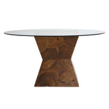 Dovetail Lara Dining Table Teak Wood and Glass - Natural 