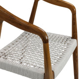 Dovetail Estefania Dining Chair Teak Wood and Cotton Rope - Natural and Off White 