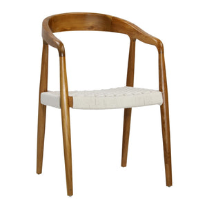 Dovetail Estefania Dining Chair Teak Wood and Cotton Rope - Natural and Off White 