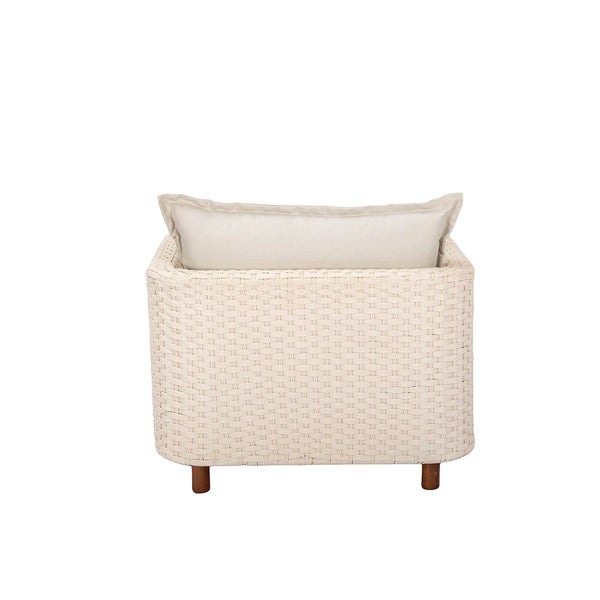 Lh Imports Ivory Coast Outdoor Club Chair - Modern Design With Durable Metal Frame And Elegant Off-white Cushion Grey Powder Coated Steel,Polypropylene Rope,Polyester Fabric,Foam,Acacia Ivc019