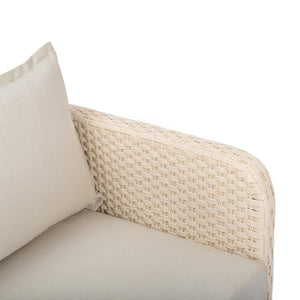 Lh Imports Ivory Coast Outdoor Club Chair - Modern Design With Durable Metal Frame And Elegant Off-white Cushion Grey Powder Coated Steel,Polypropylene Rope,Polyester Fabric,Foam,Acacia Ivc019