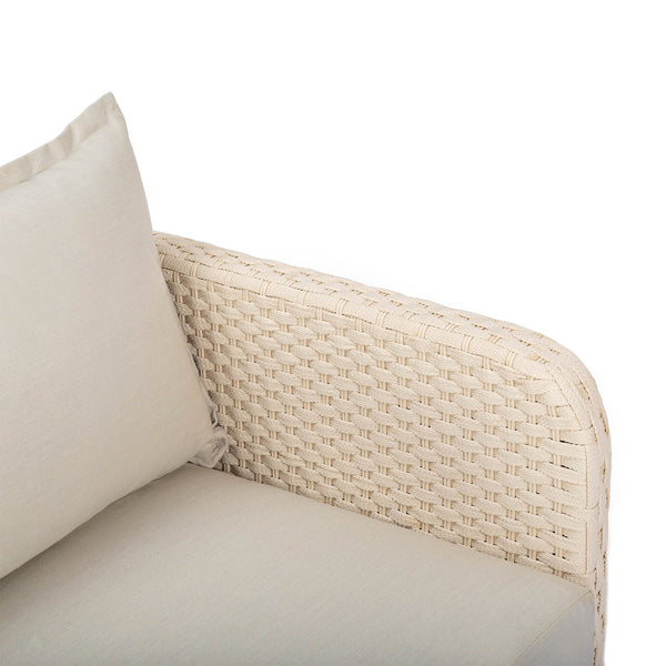 Lh Imports Ivory Coast Outdoor Club Chair - Modern Design With Durable Metal Frame And Elegant Off-white Cushion Grey Powder Coated Steel,Polypropylene Rope,Polyester Fabric,Foam,Acacia Ivc019