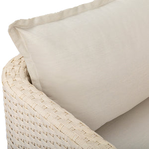 Lh Imports Ivory Coast Outdoor Club Chair - Modern Design With Durable Metal Frame And Elegant Off-white Cushion Grey Powder Coated Steel,Polypropylene Rope,Polyester Fabric,Foam,Acacia Ivc019