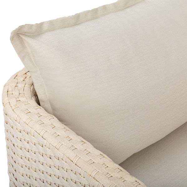 Lh Imports Ivory Coast Outdoor Club Chair - Modern Design With Durable Metal Frame And Elegant Off-white Cushion Grey Powder Coated Steel,Polypropylene Rope,Polyester Fabric,Foam,Acacia Ivc019