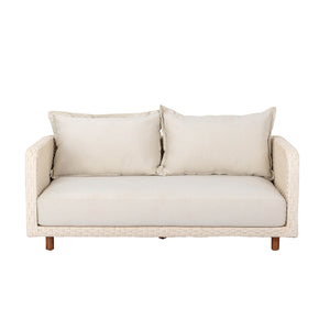 Lh Imports Ivory Coast Outdoor Loveseat - Stylish Modern Design With Durable Metal Frame & Cozy Cushions Beige Powder Coated Steel,Polypropylene Rope,Polyester Fabric,Foam,Acacia Ivc036