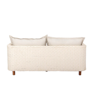Lh Imports Ivory Coast Outdoor Loveseat - Stylish Modern Design With Durable Metal Frame & Cozy Cushions Beige Powder Coated Steel,Polypropylene Rope,Polyester Fabric,Foam,Acacia Ivc036