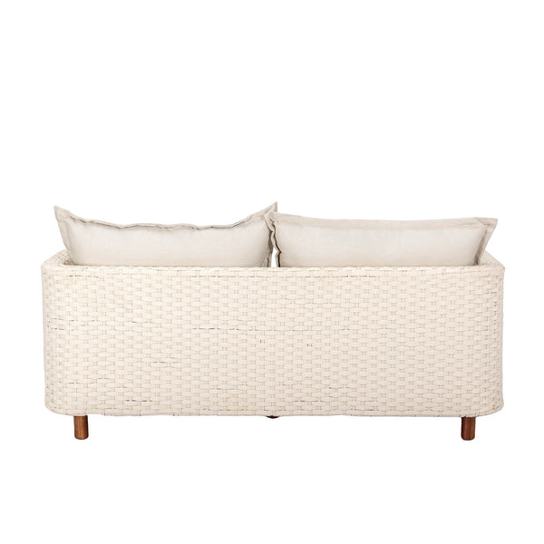 Lh Imports Ivory Coast Outdoor Loveseat - Stylish Modern Design With Durable Metal Frame & Cozy Cushions Beige Powder Coated Steel,Polypropylene Rope,Polyester Fabric,Foam,Acacia Ivc036