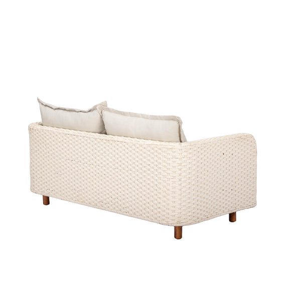 Lh Imports Ivory Coast Outdoor Loveseat - Stylish Modern Design With Durable Metal Frame & Cozy Cushions Beige Powder Coated Steel,Polypropylene Rope,Polyester Fabric,Foam,Acacia Ivc036