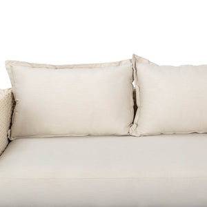 Lh Imports Ivory Coast Outdoor Loveseat - Stylish Modern Design With Durable Metal Frame & Cozy Cushions Beige Powder Coated Steel,Polypropylene Rope,Polyester Fabric,Foam,Acacia Ivc036