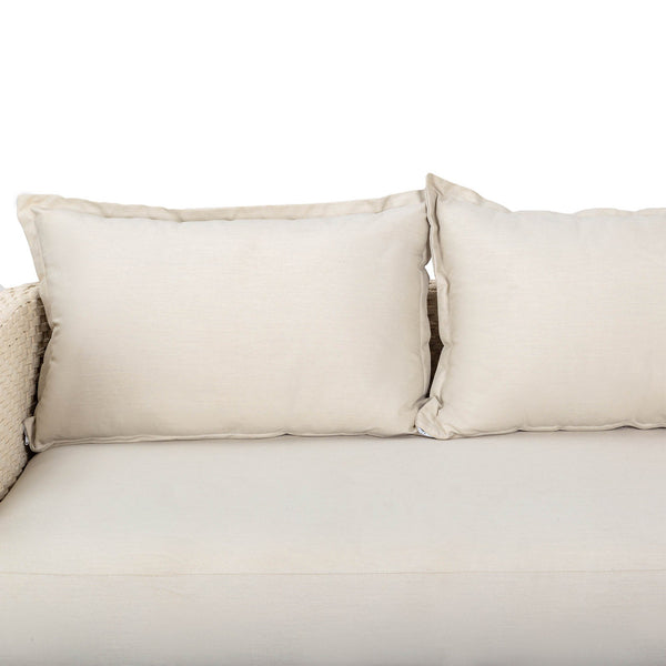 Lh Imports Ivory Coast Outdoor Loveseat - Stylish Modern Design With Durable Metal Frame & Cozy Cushions Beige Powder Coated Steel,Polypropylene Rope,Polyester Fabric,Foam,Acacia Ivc036