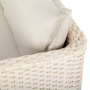 Lh Imports Ivory Coast Outdoor Loveseat - Stylish Modern Design With Durable Metal Frame & Cozy Cushions Beige Powder Coated Steel,Polypropylene Rope,Polyester Fabric,Foam,Acacia Ivc036