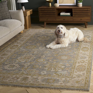 Safavieh Izmir Hand-Knotted Light Blue Ivory Area Rug, Wool-Viscose Low-Profile Floral Design For Living Spaces 6'-0" x 9'-0" IZM108L-6