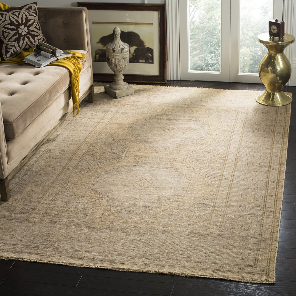 Safavieh Izmir Hand-Knotted 10X14 Wool Rug In Gold & Grey — Low-Profile Geometric Elegance For Large Rooms 11'-0" x 15'-0" IZM180A-1115