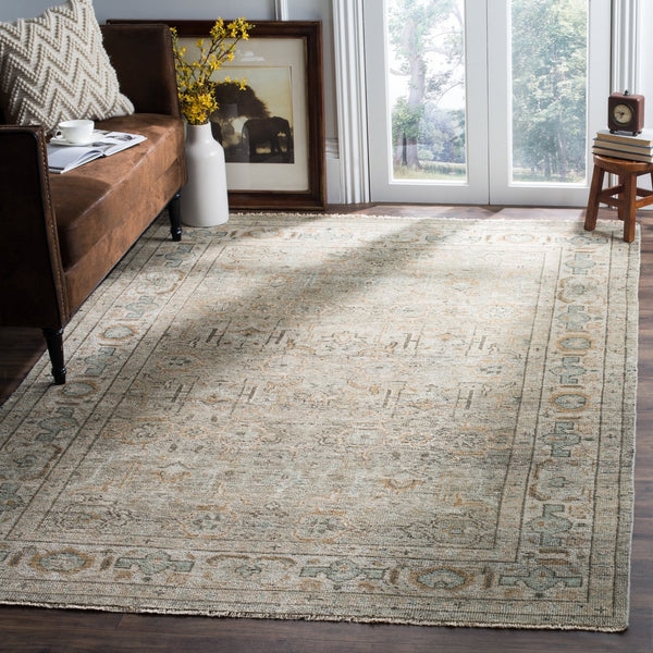 Safavieh Izmir Hand-Knotted New Zealand Wool Rug In Linen And Dusty Teal — Oversized Oriental Elegance 11'-0" x 15'-0" IZM188A-1115