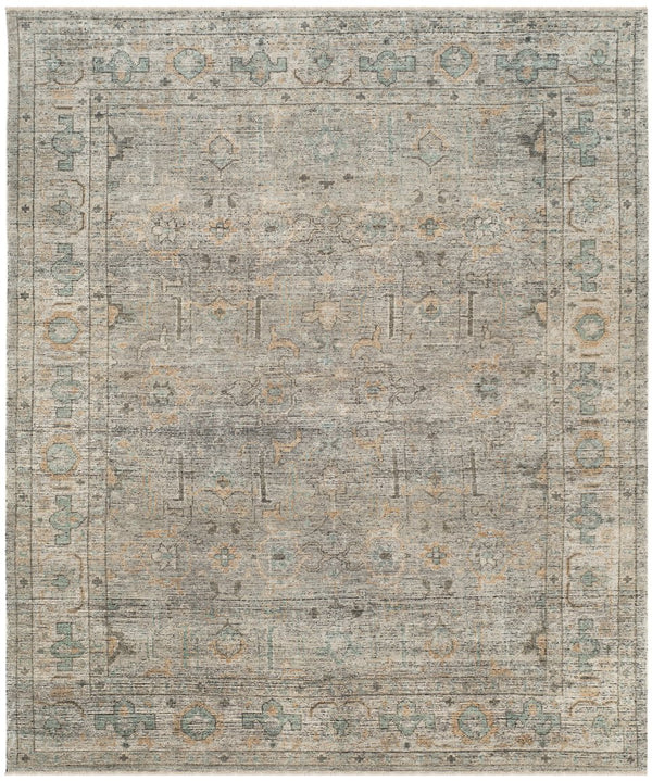 Safavieh Izmir Hand-Knotted New Zealand Wool Rug 4X6, Linen & Dusty Teal Tones, Low Pile Artisanal Elegance 3'-0" x 5'-0" IZM188A-3