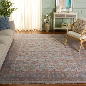 Safavieh Izmir Hand-Knotted Wool Rug In Blue-Grey Tones — Timeless Floral Design, Durable Natural Fibers 6'-0" x 9'-0" IZM201M-6
