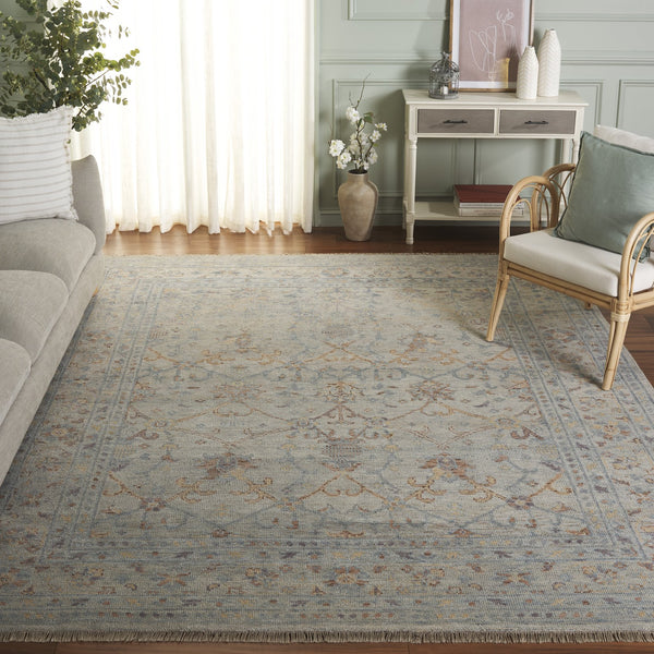 Safavieh Izmir Hand-Knotted Traditional Rug Grey Rust Palette — 8X10 Wool Cotton, Low Pile Durable Elegance 8'-0" x 10'-0" IZM204F-8