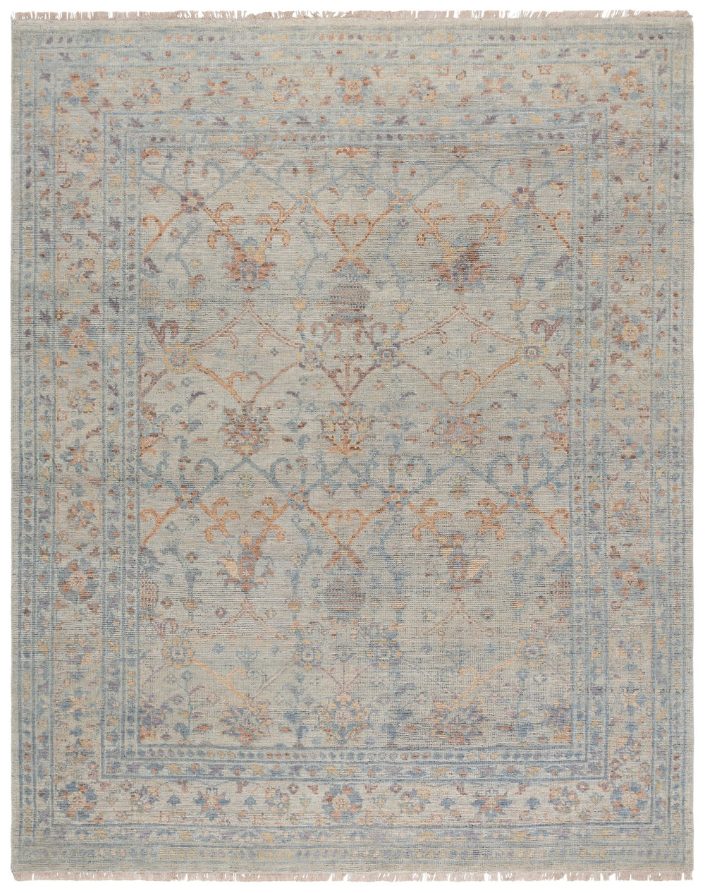 Safavieh Izmir Hand-Knotted Traditional Rug Grey Rust Palette — 8X10 Wool Cotton, Low Pile Durable Elegance 8'-0" x 10'-0" IZM204F-8