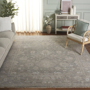 Safavieh Izmir Hand-Knotted Grey-Beige Wool Rug With Traditional Floral Motif, Durable Low Pile Luxury Flooring 10'-0" x 14'-0" IZM205F-10