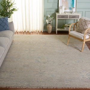 Safavieh Izmir Hand-Knotted Beige Grey Wool Rug With Floral Motif, Low-Profile Pile For Elegant Rooms 6'-0" x 9'-0" IZM206B-6