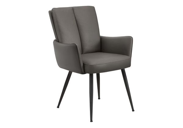 Monarch Specialties Dining Chair Set of 2 Faux Leather Upholstered Modern Seats with Sleek Matte Metal Legs Grey / Black I 1145