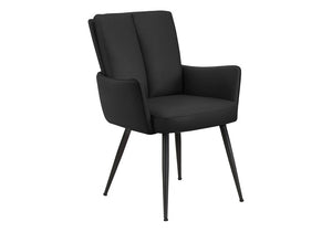 Monarch Specialties Dining Chair Set of 2 Faux Leather Upholstered Modern Seats with Sleek Matte Metal Legs Black I 1146