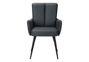 Dining Side Chairs Set of 2 Blue Leather Look Upholstered with Black Metal Legs
