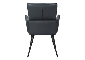 Dining Side Chairs Set of 2 Blue Leather Look Upholstered with Black Metal Legs