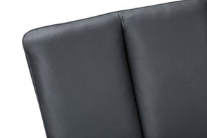 Dining Side Chairs Set of 2 Blue Leather Look Upholstered with Black Metal Legs