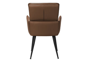 Dining Chair Set of 2 Faux Leather Upholstered with Black Metal Legs Modern Style